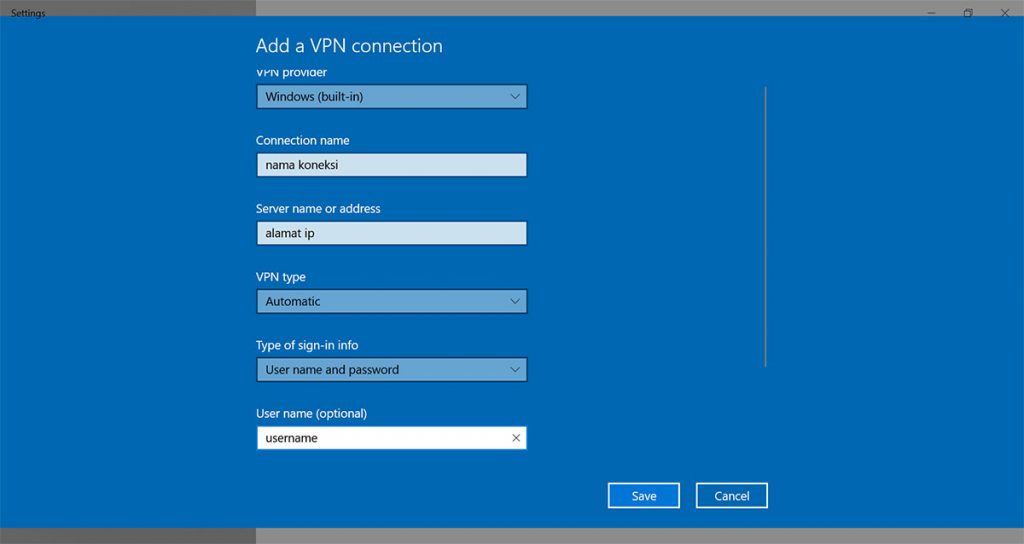 Cara mengatur koneksi VPN