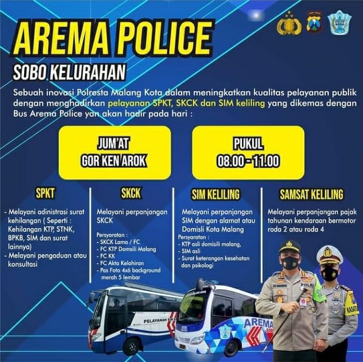 Jadwal SIM Keliling, Samsat Keliling Kota Malang Arema Police