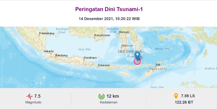 Berita Tsunami Terkini: BMKG Cabut Peringatan Dini Tsunami AKibat Gempa Magnitudo 7,4