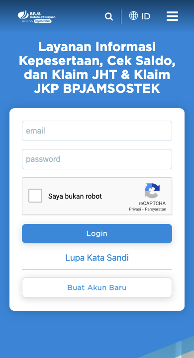 Masukkan email dan password untuk cek saldo BPJS Ketenagakerjaan Anda Masukkan email dan password untuk cek saldo BPJS Ketenagakerjaan Anda
