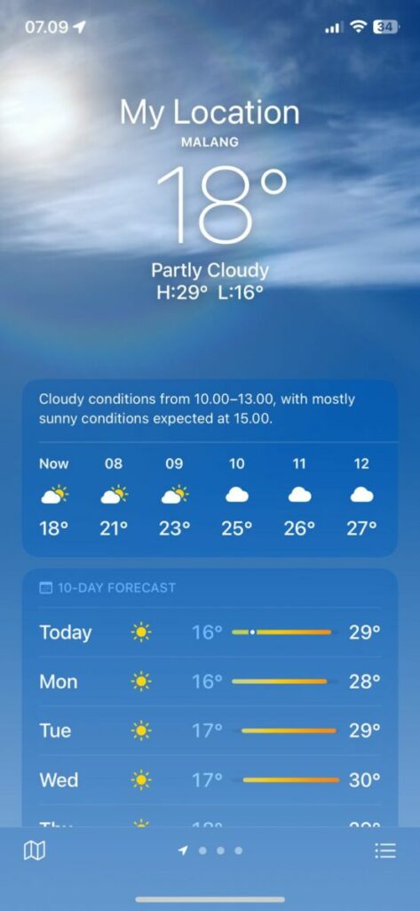 Mbediding, suhu di Kota Malang sentuh 16-18 derajat celcius